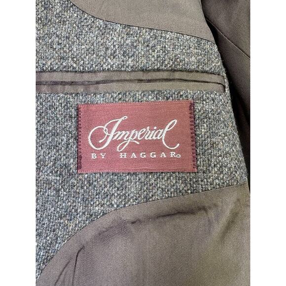 Imperial By Haggar Brown 100% Pure Wool Elbow Patch Two Button Blazer Jacket 46 - Picture 8 of 12